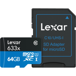 Cartão de Memória MicroSDXC Lexar Blue 64GB 633x UHS-I 100MB/s