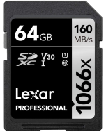 Cartão de Memória SDXC Lexar Profissional Silver 64GB 1066x UHS-I 160MB/s