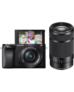 Câmera Sony Alpha a6100 Mirrorless 4K com lentes de 16-50mm + 55-210mm