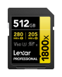 Cartão de Memória SDXC Lexar Professional Gold 512GB 1800x UHS-II 280MB/s